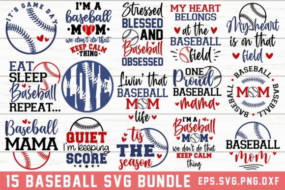 Baseball Mom Quotes SVG Bundle for Real Embroidery Projects