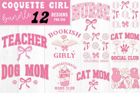 Coquette Girl Mama Mom Bundle SVG PNG Review for Real Embroidery Use
