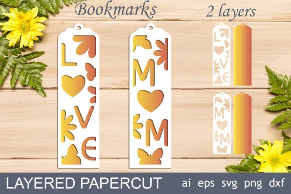 Mother's Day Bookmark SVG: A Layered Design for Heartfelt Embroidery